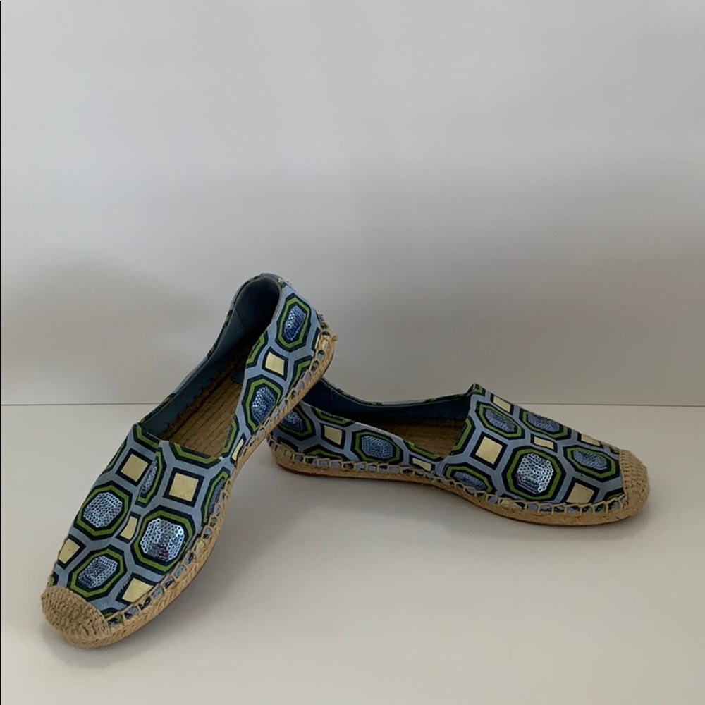 Tory Burch blue flats espadrilles shoes size 6 AS IS SEE PHOTOS FOR FLAW RARE